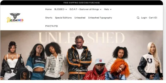 Unleashed Apparel storefront interface